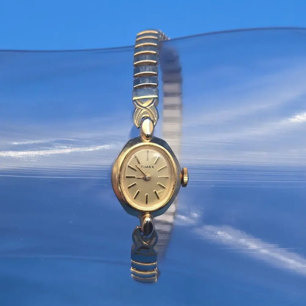 Vintage 1984 Timex Cavatina 11214 Women’s Manual Wind Gold Tone Watch Works